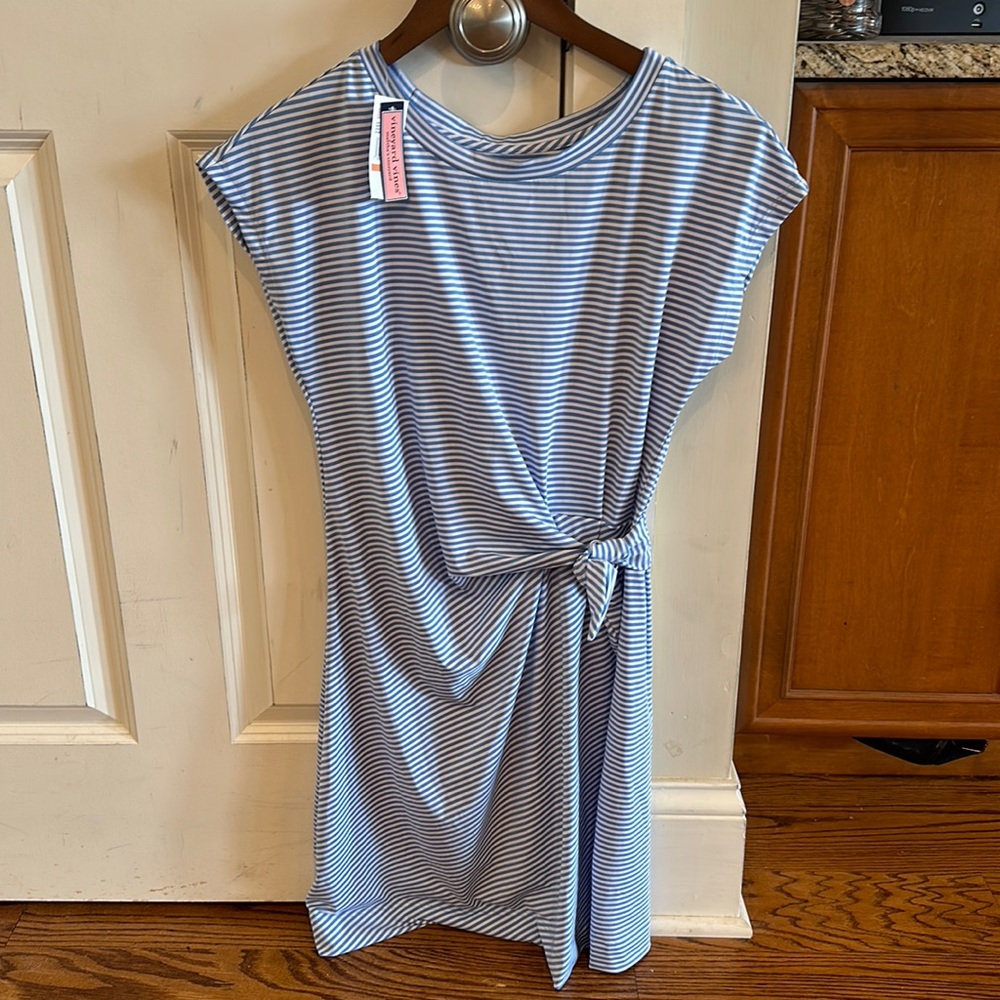 NWT Womens Vineyard Vines Stripe Sankaty side tie Hydrangea dress size Small